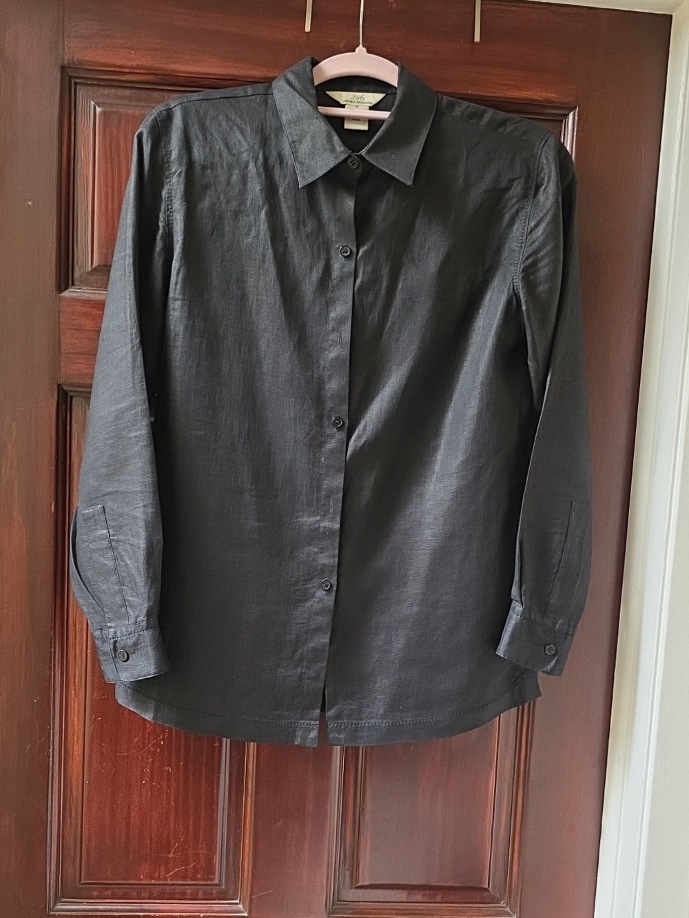 Brooks Brothers Black Long-Sleeve Linen Dress Shirt